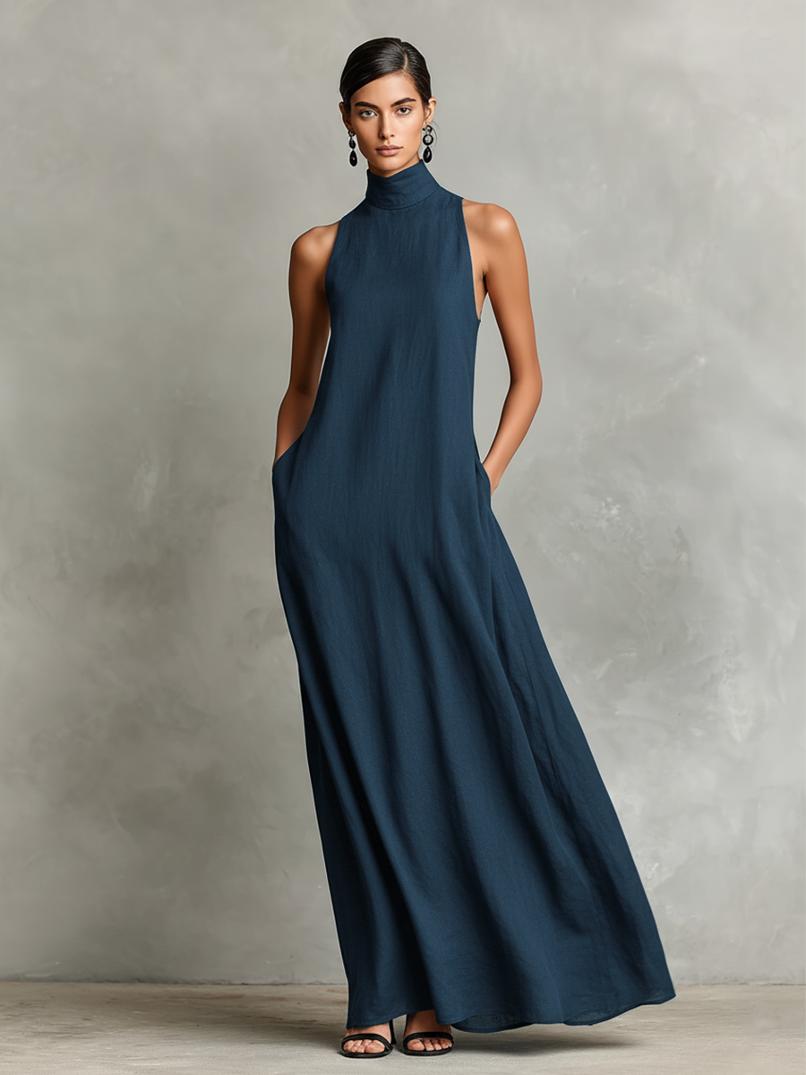 Catherine | Robe longue noire minimaliste