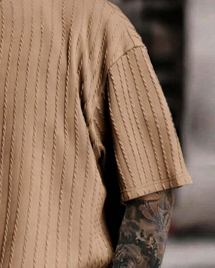 Ensemble Homme T-Shirt Rayé Et Short Col Crew
