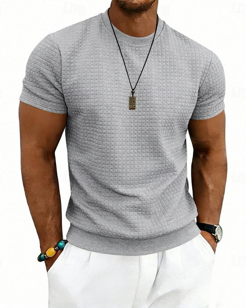 T-Shirt Côtes Col Rond Manches Courtes