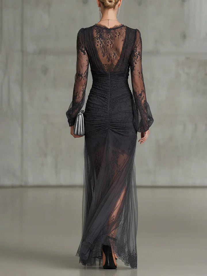 Tessa | Robe Transparente Froncée en Dentelle