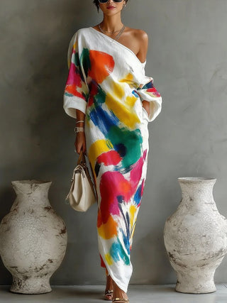Danaé | Robe Maxi Imprimée Abstraite