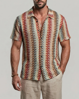 Chemise Colorée Ajourée Respirante Manches Courtes