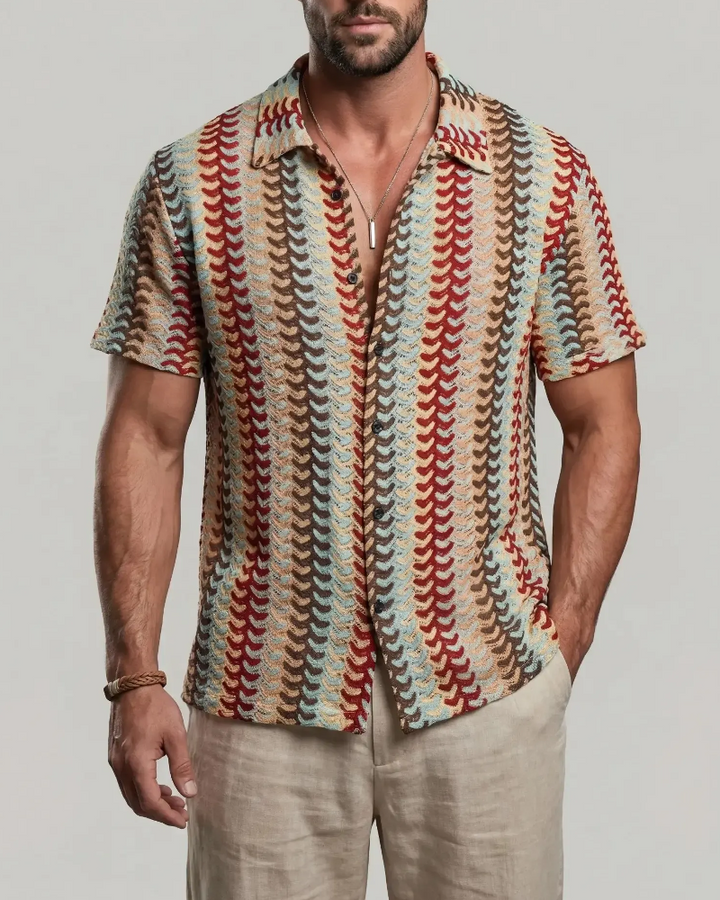 Chemise Colorée Ajourée Respirante Manches Courtes