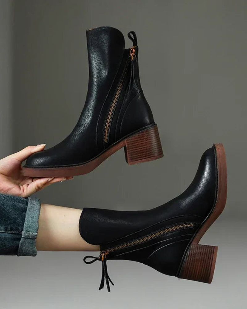Pernelle | Bottes en Cuir à Talon Carré