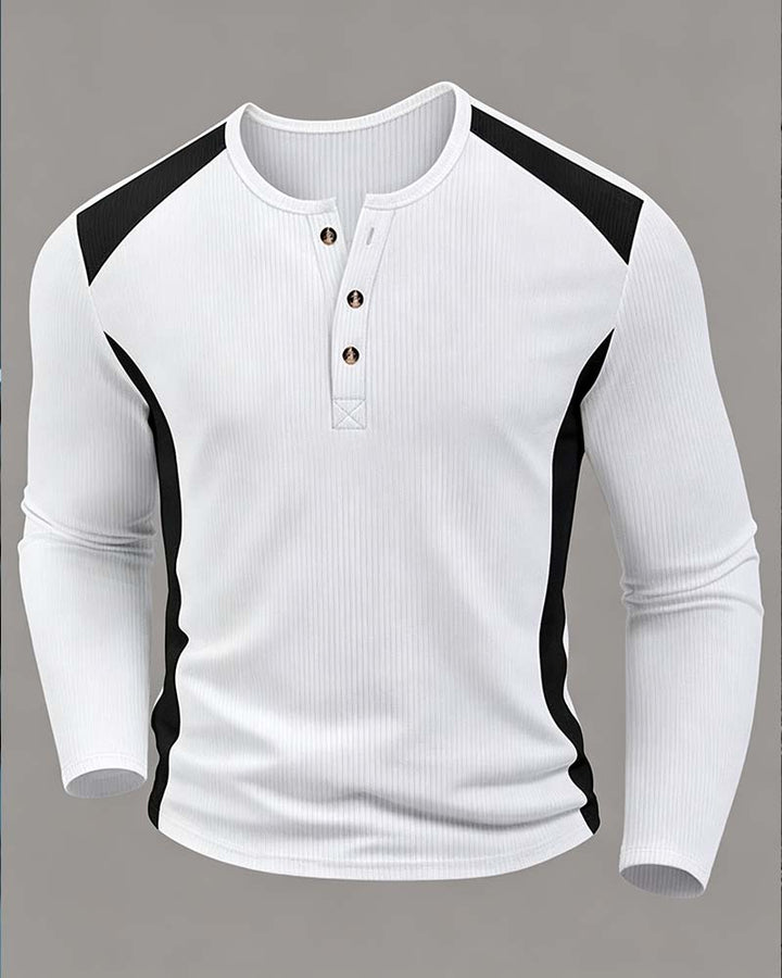 Haut Bicolore Col Rond Boutonné