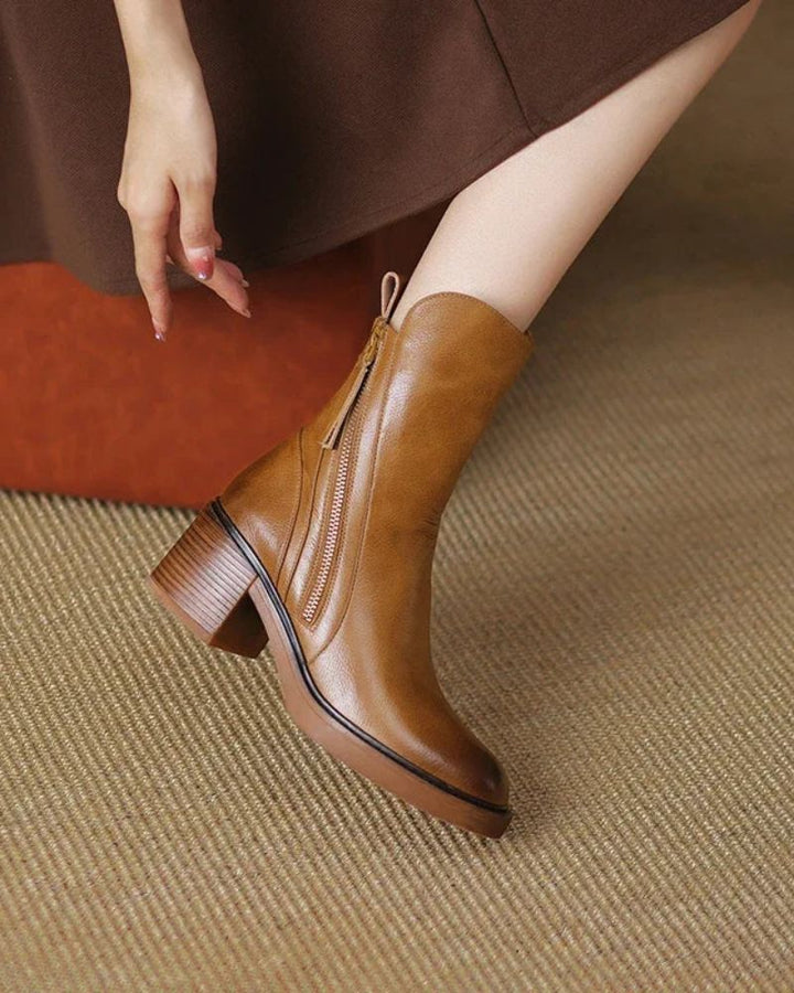Pernelle | Bottes en Cuir à Talon Carré