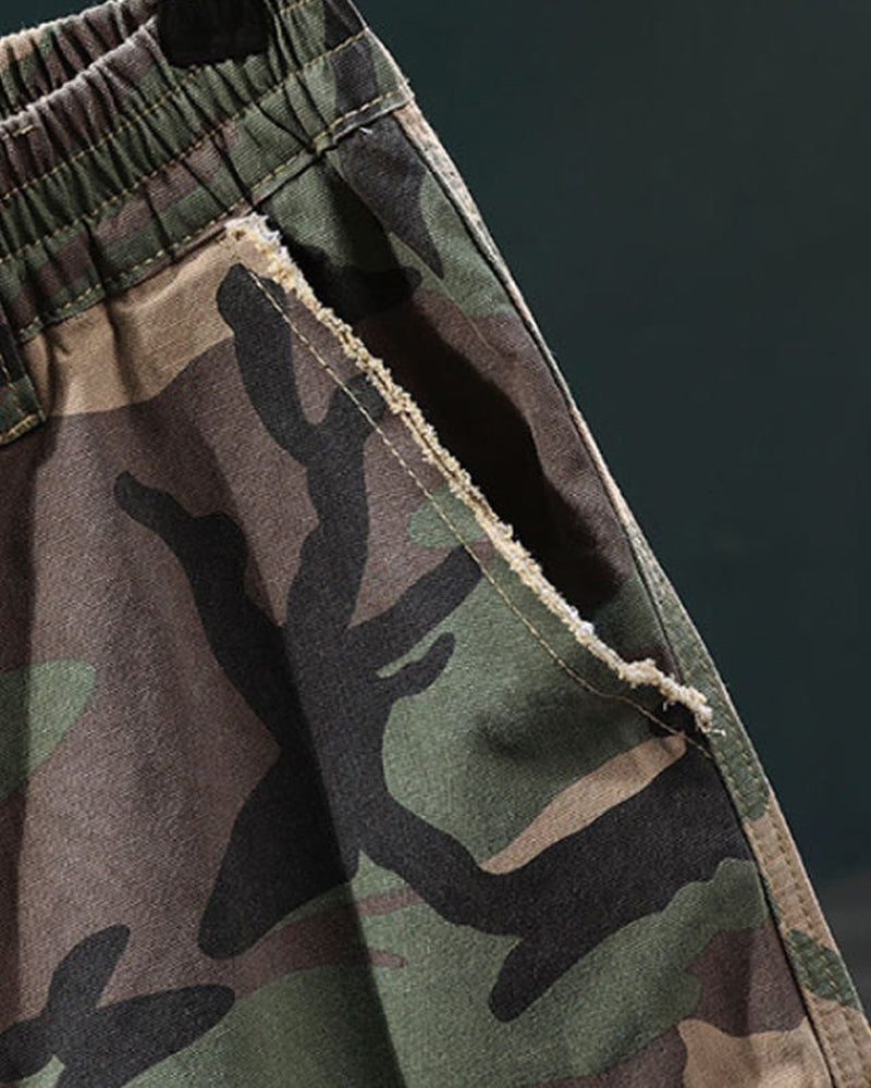 🔥 Short Cargo Camouflage À Clous Pour Homme