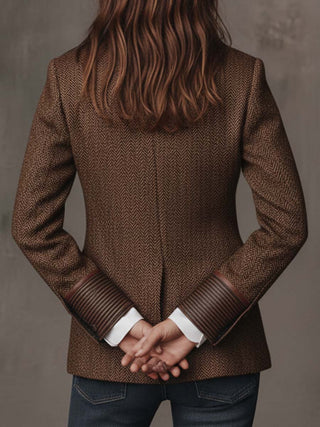 Gisèle | Blazer à Empiècements Imprimé Chevrons