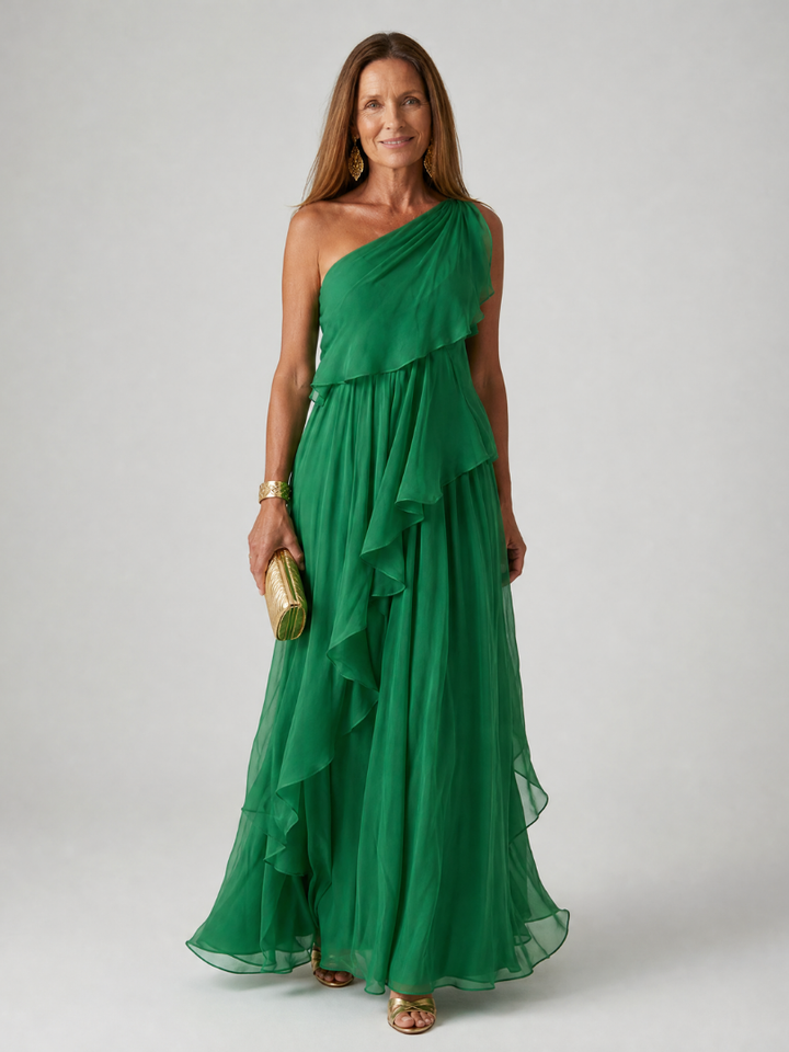 Thérèse | Robe Maxi À Une Épaule À Volants