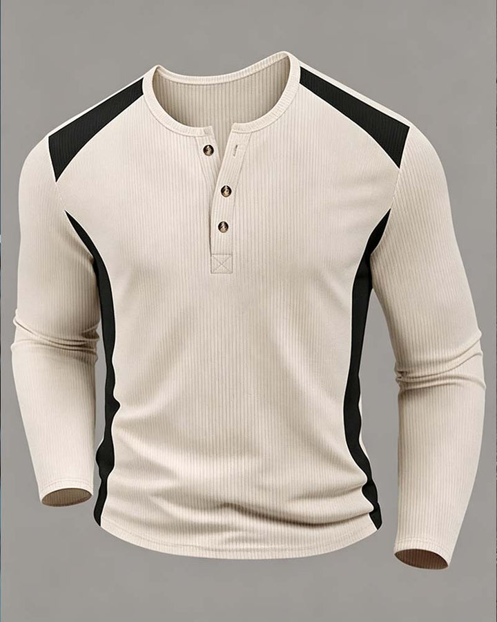 Haut Bicolore Col Rond Boutonné