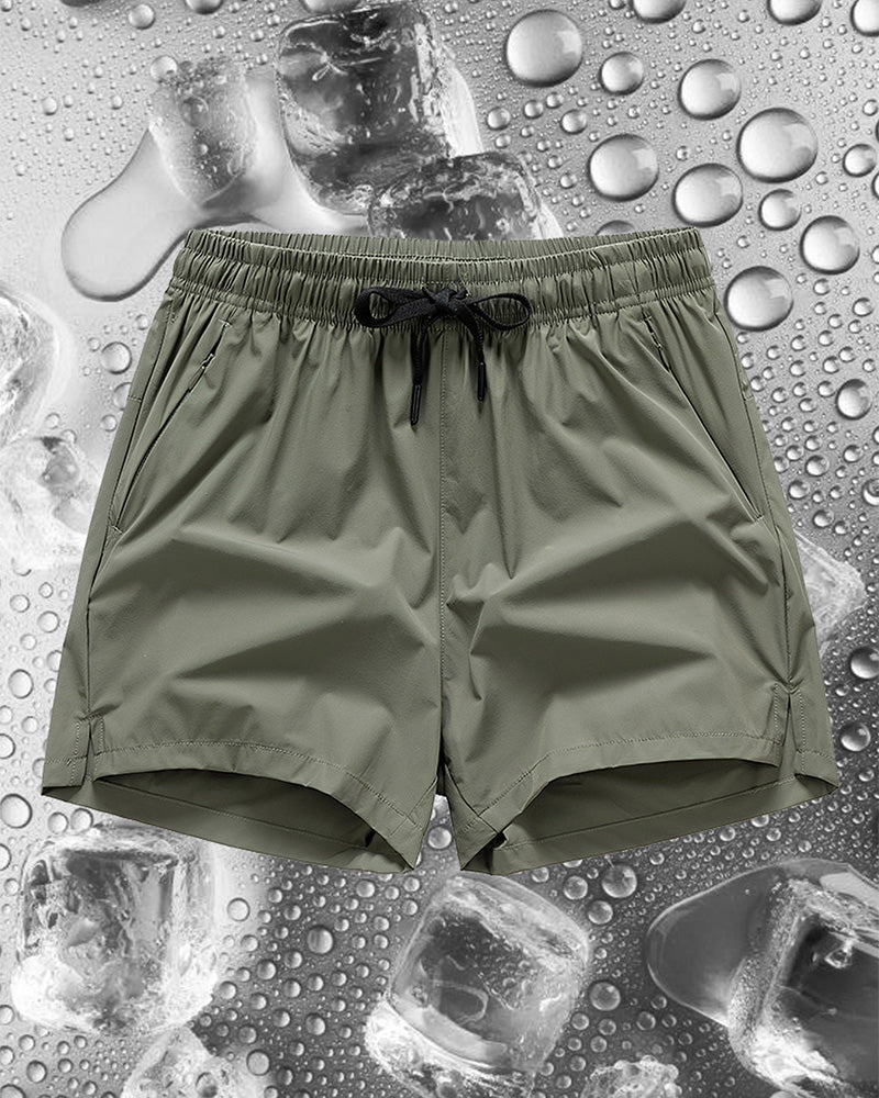 Shorts Hommes Taille Élastique Poche Séchage Rapide Ice-Soie Sport