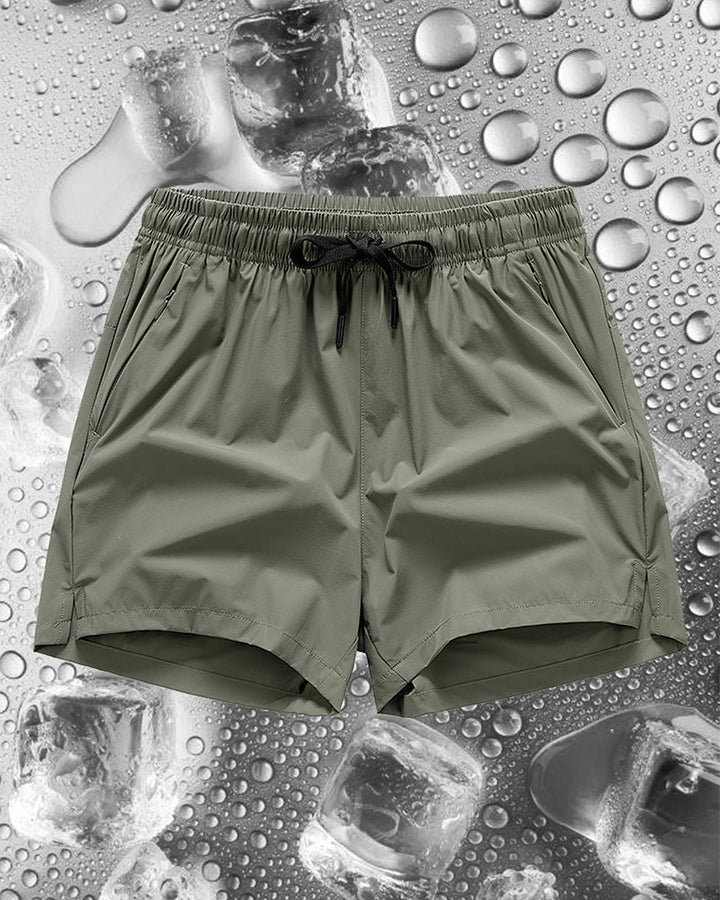 Shorts Hommes Taille Élastique Poche Séchage Rapide Ice-Soie Sport