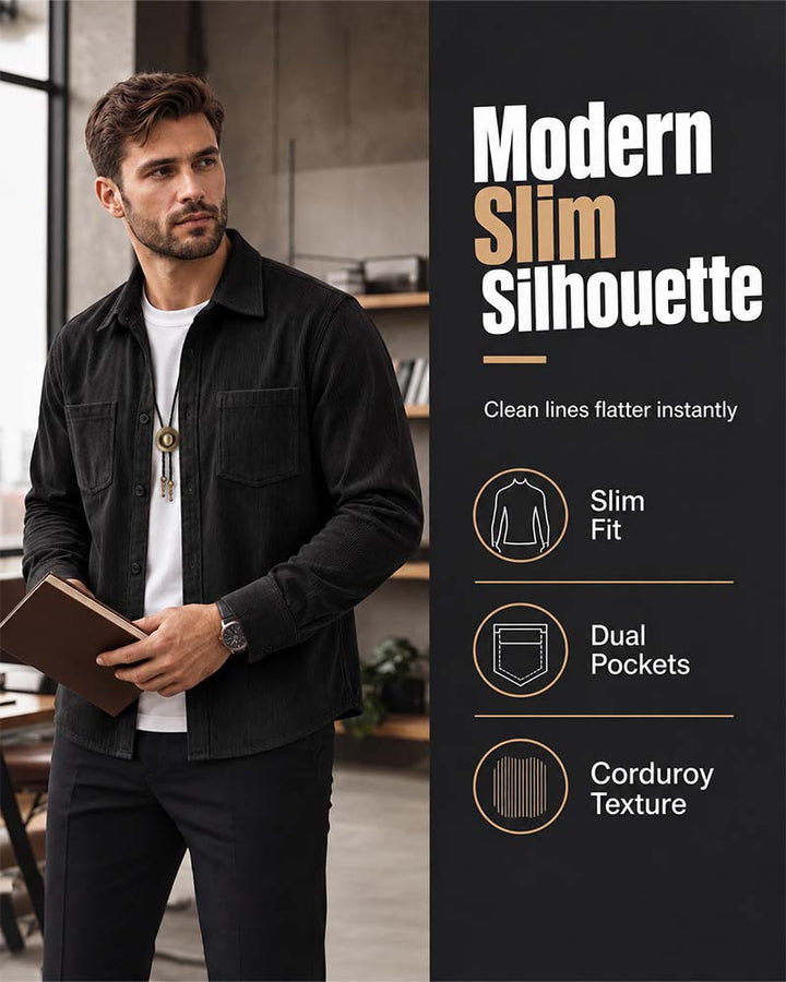 👔 Veste Chemise Décontractée En Velours Côtelé Pour Homme – Texture Classique Rencontre Confort Quotidien