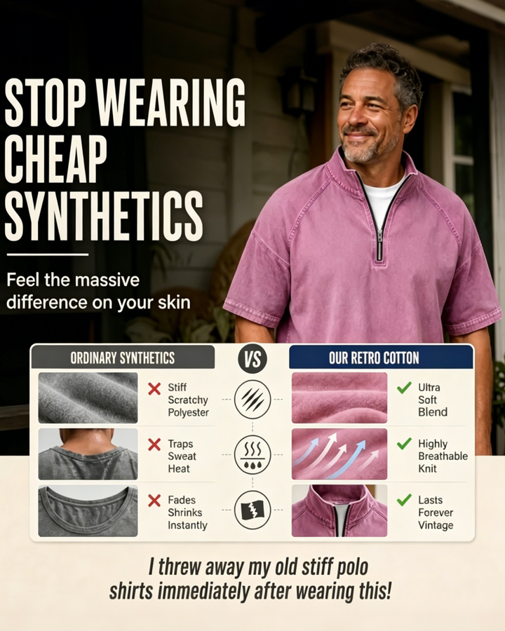 Chemise En Twill Lavé À Fermeture Éclair Manches Courtes