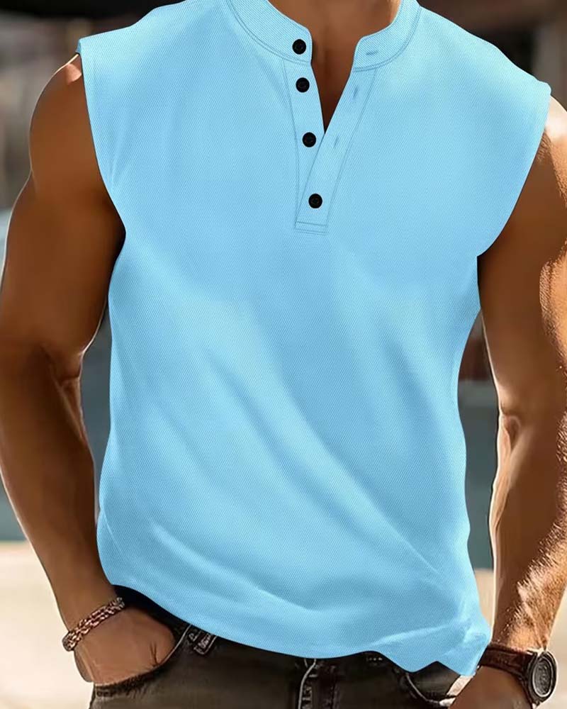 Débardeur Homme Henley Uni Sport