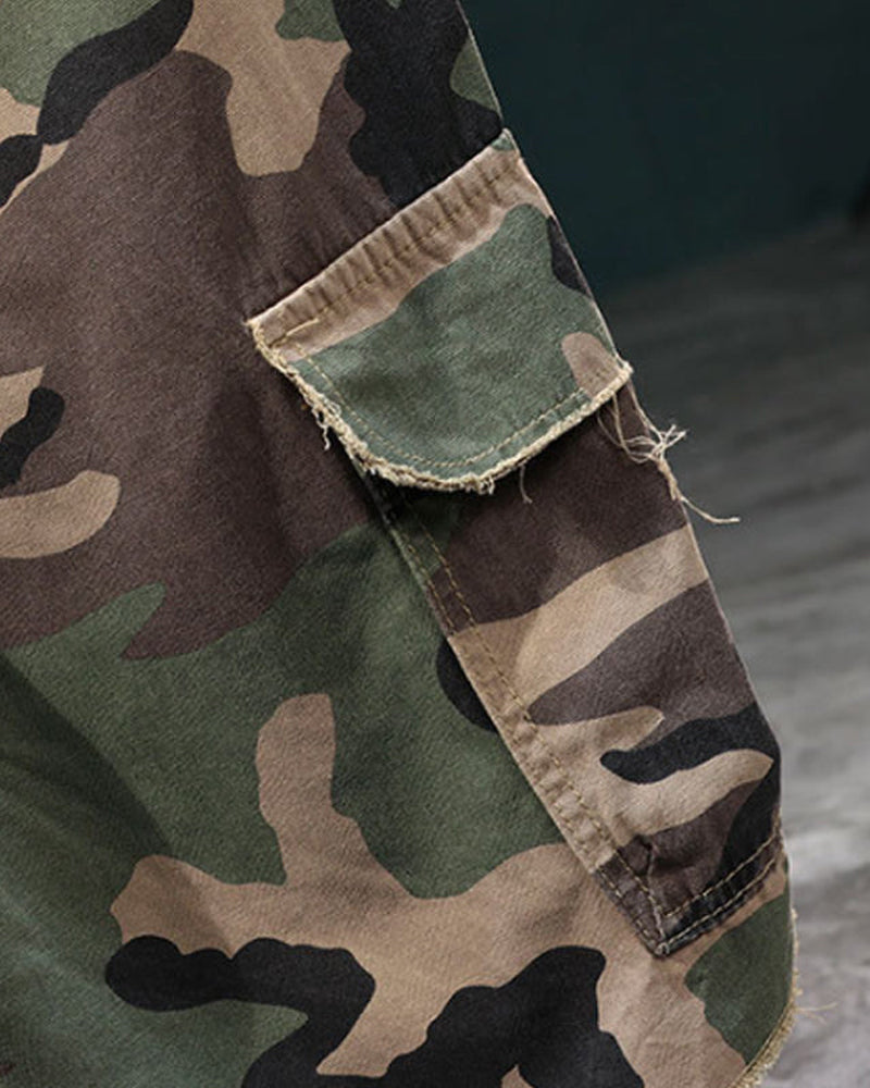 🔥 Short Cargo Camouflage À Clous Pour Homme