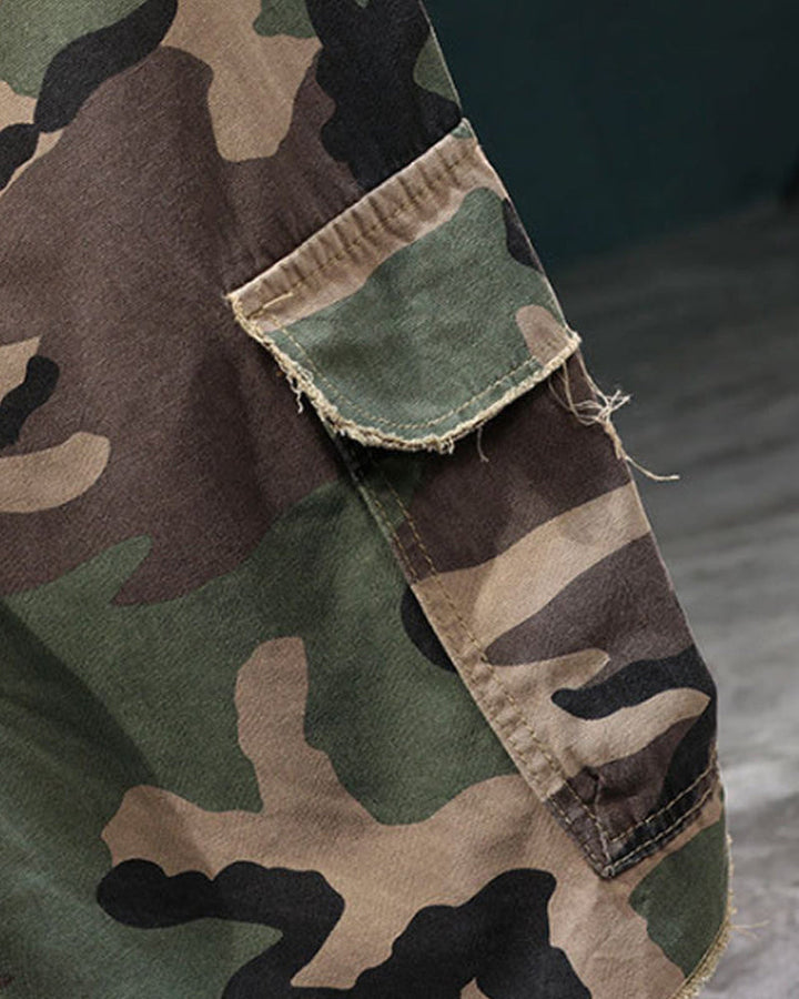 🔥 Short Cargo Camouflage À Clous Pour Homme