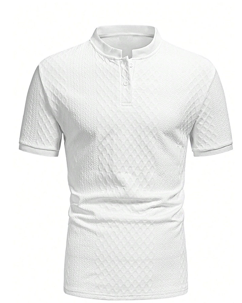 T-Shirt Homme Jacquard Col Dressé