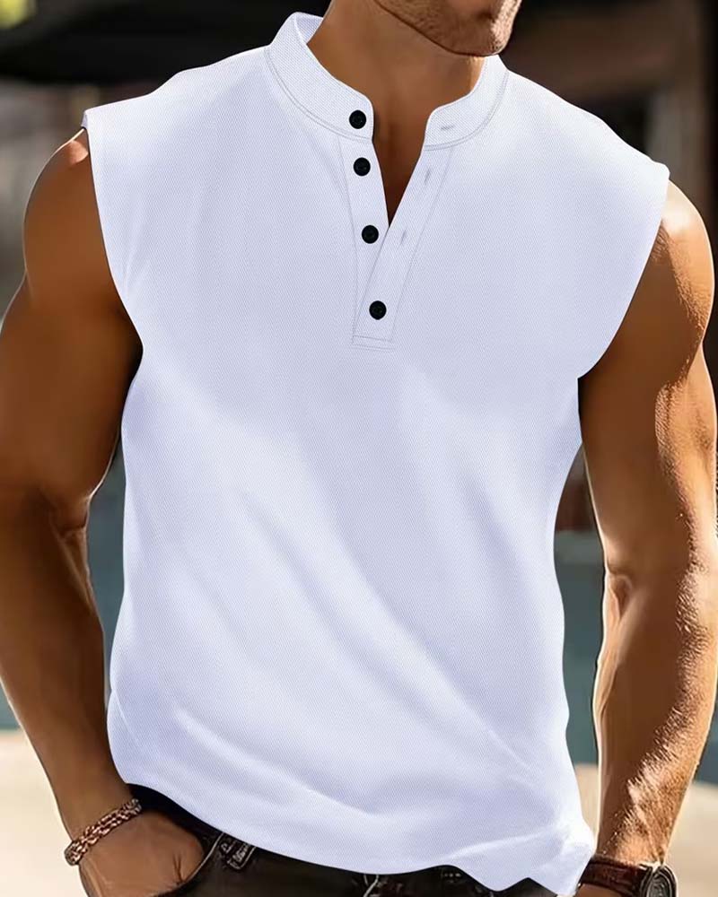 Débardeur Homme Henley Uni Sport