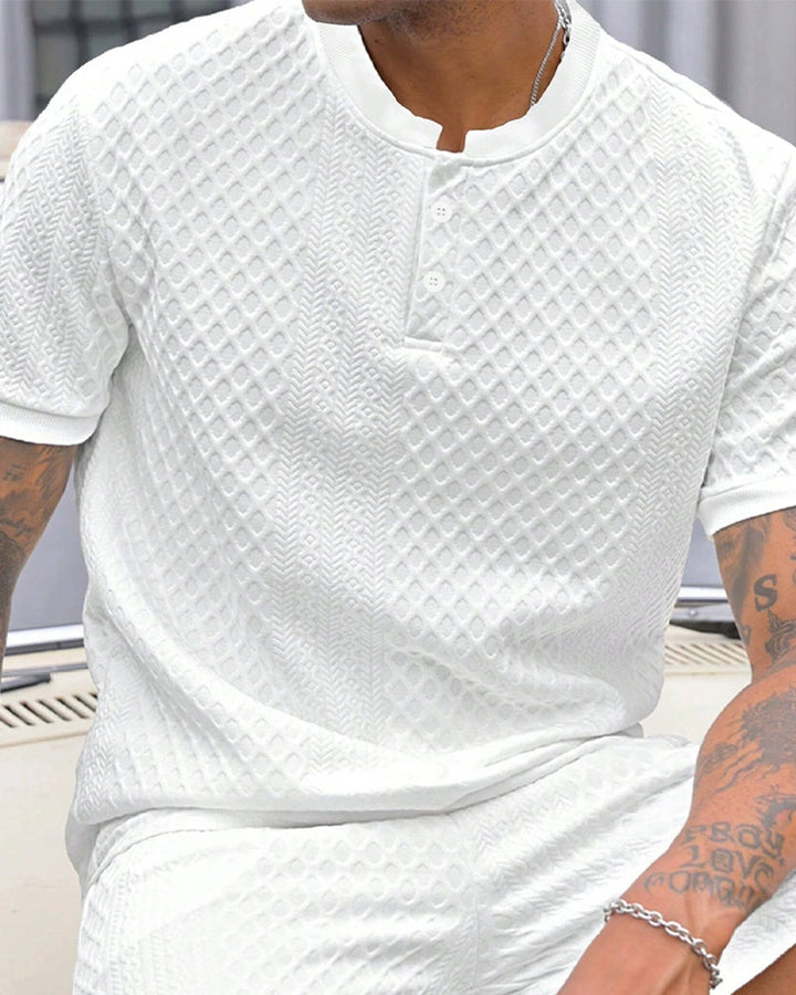 T-Shirt Homme Jacquard Col Dressé