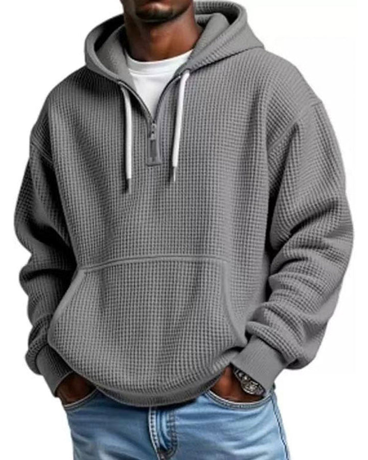 Hoodie Homme Unie Fermeture Éclair Pull