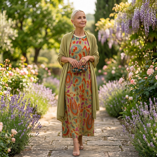 Danielle | Robe longue imprimée et gilet assorti