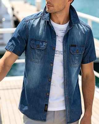 Chemise Denim Manche Courte Homme