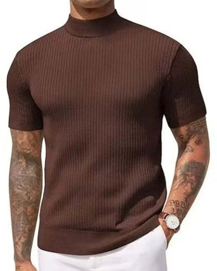 T-Shirt Mock Neck Herren Kurzarm