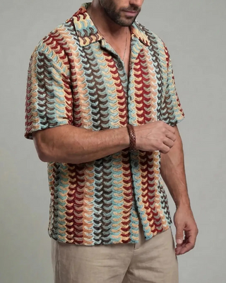 Chemise Colorée Ajourée Respirante Manches Courtes