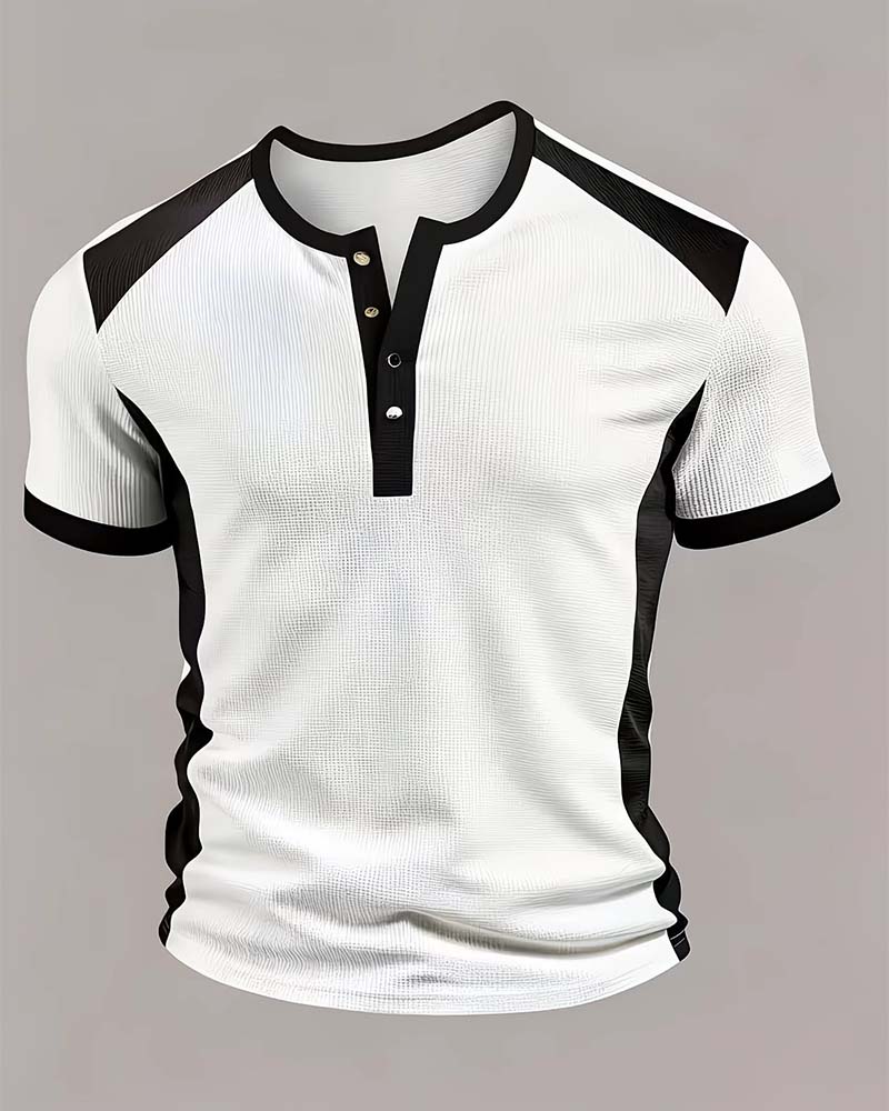T-Shirt Homme Bloc De Couleur Gaufré