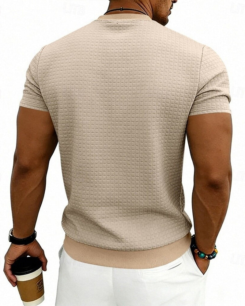 T-Shirt Côtes Col Rond Manches Courtes