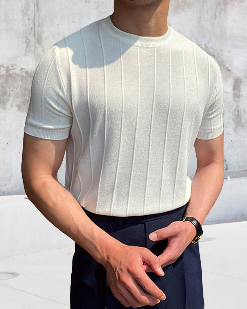 T-shirt Homme Col Rond Manches Courtes Respirant Tricoté