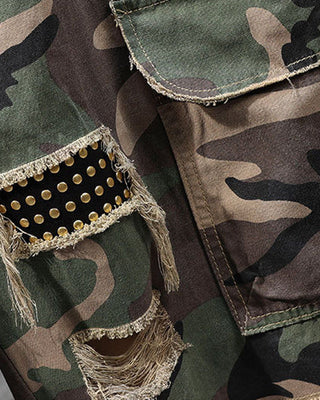 🔥 Short Cargo Camouflage À Clous Pour Homme