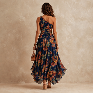Céleste | Robe Maxi À Une Épaule Fleurie