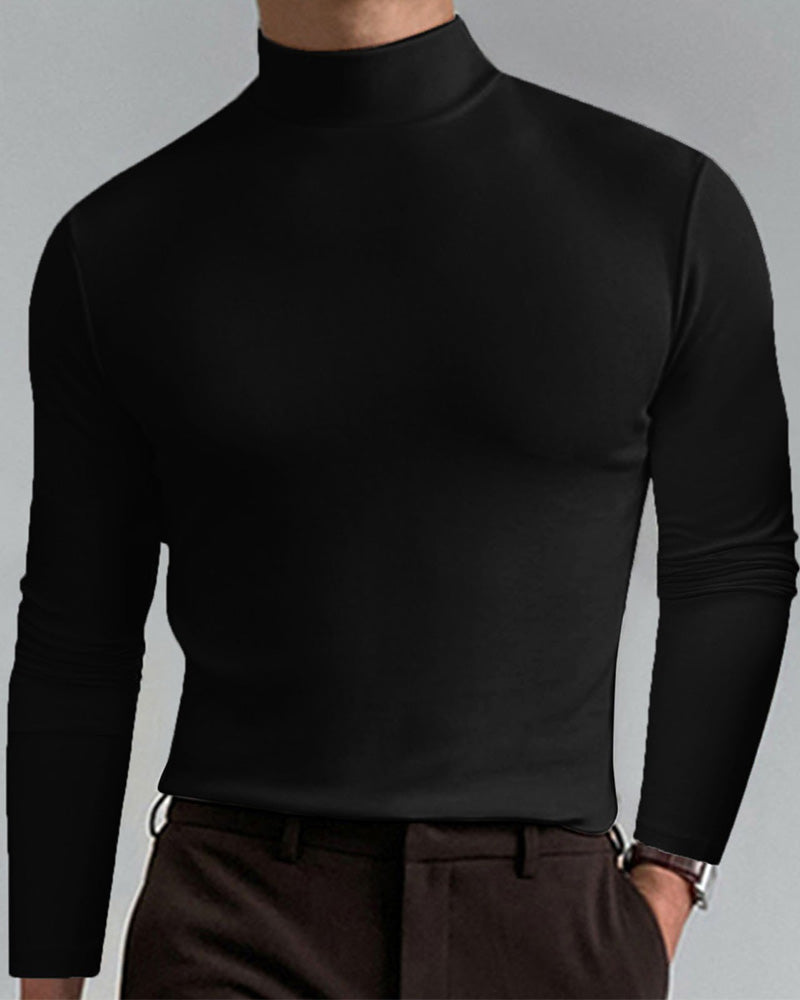 T-Shirt À Manches Longues Pour Homme Avec Col Ajusté