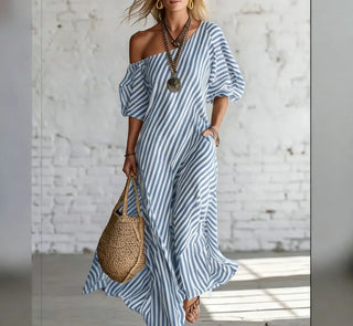 Alicia | Robe Maxi Rayée Côtière