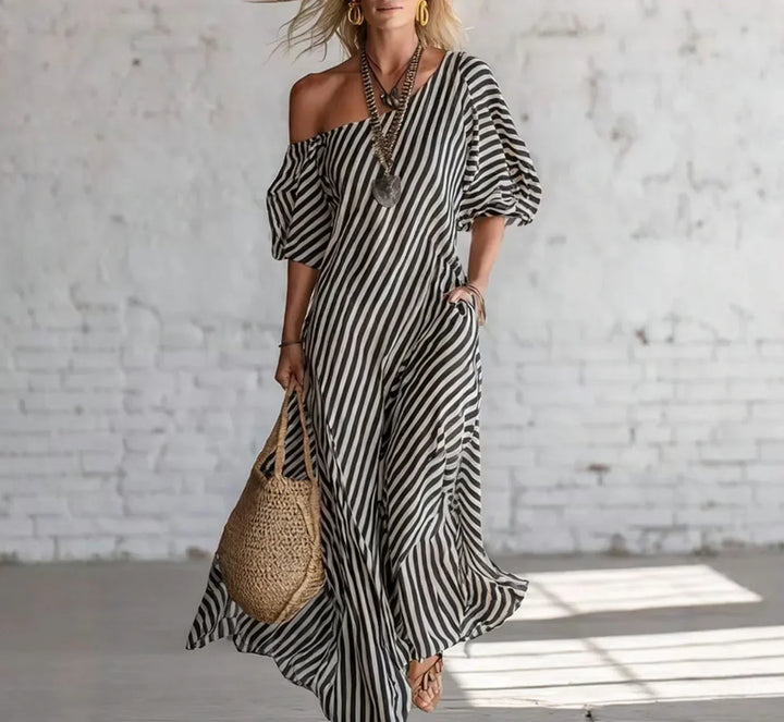 Alicia | Robe Maxi Rayée Côtière