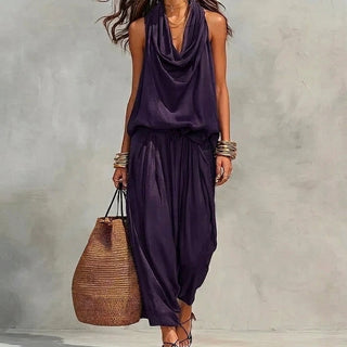 Ambre | Ensemble Fluide Haut Halter Drapé et Pantalon