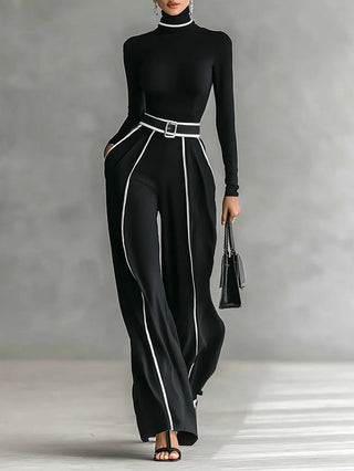 Emma | Ensemble Élégant à Col Montant et Pantalon Large