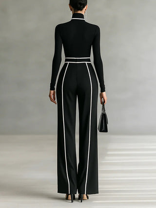 Emma | Ensemble Élégant à Col Montant et Pantalon Large