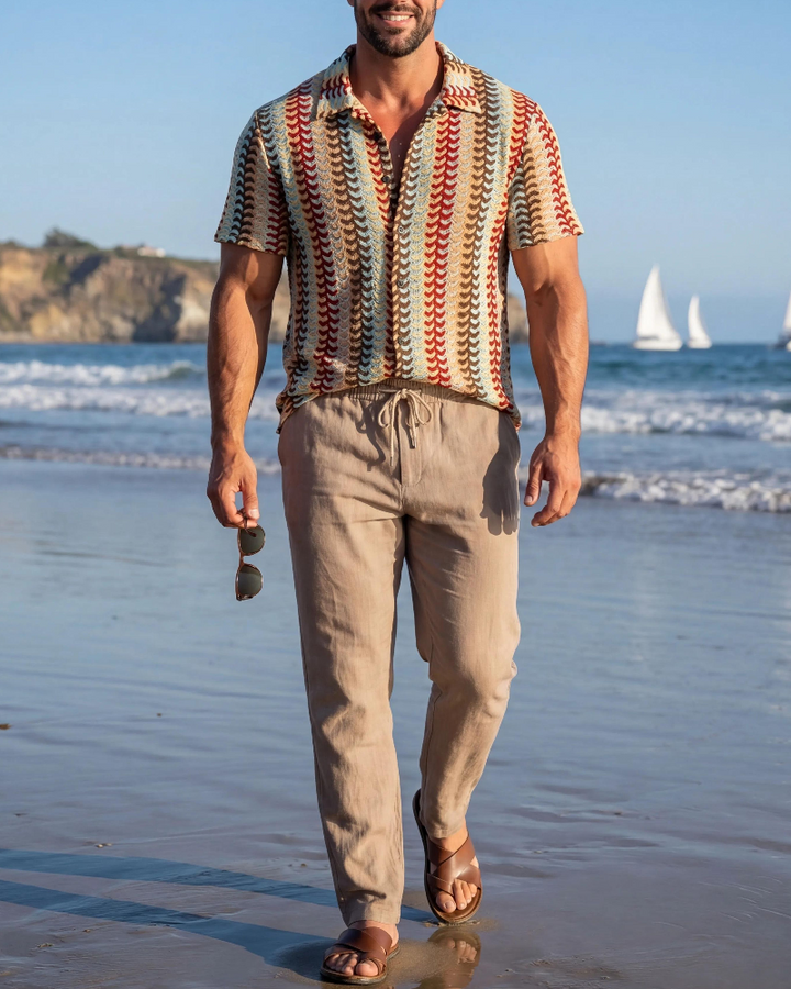 Chemise Colorée Ajourée Respirante Manches Courtes