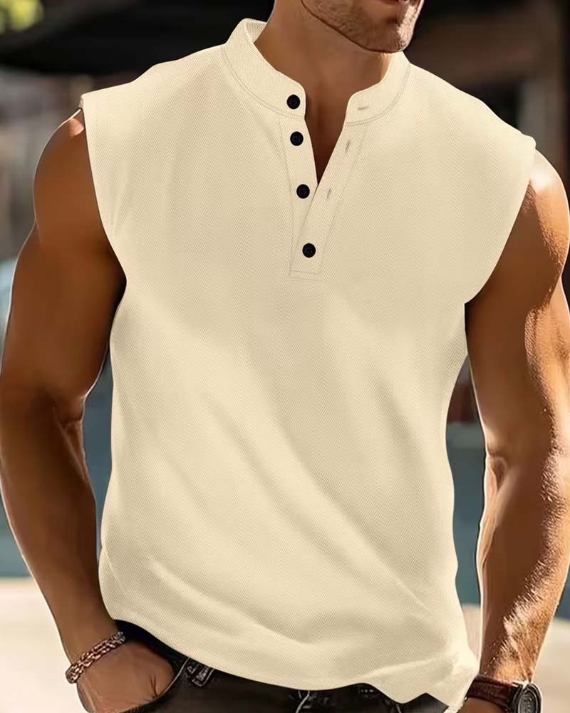Débardeur Homme Henley Uni Sport