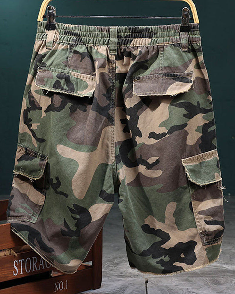 🔥 Short Cargo Camouflage À Clous Pour Homme