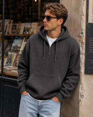 Hoodie Homme Unie Fermeture Éclair Pull