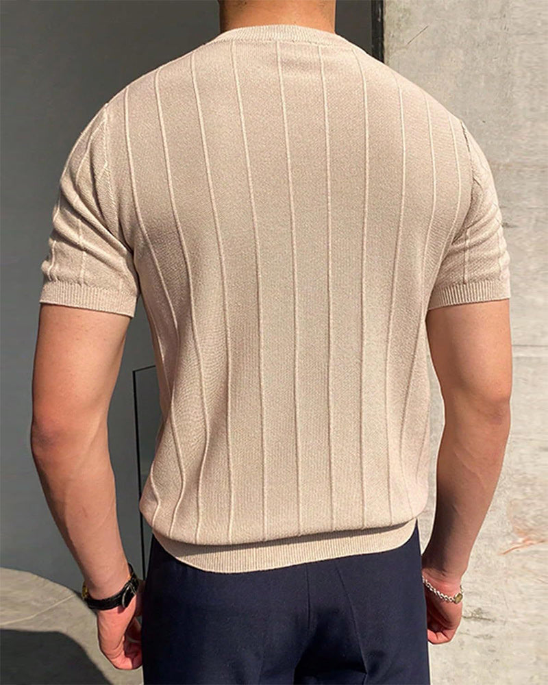 T-shirt Homme Col Rond Manches Courtes Respirant Tricoté