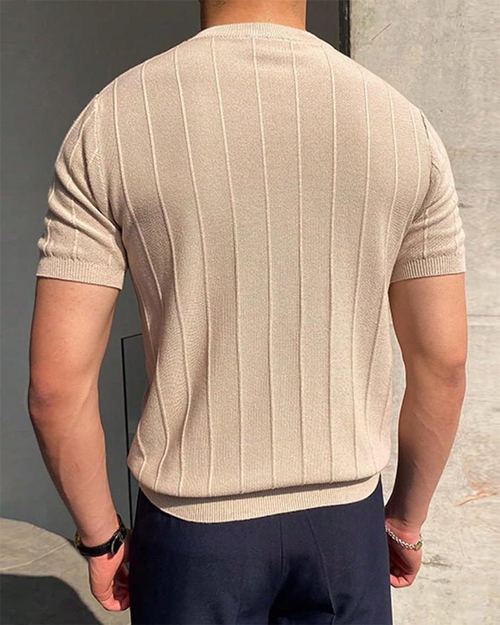 T-shirt Homme Col Rond Manches Courtes Respirant Tricoté