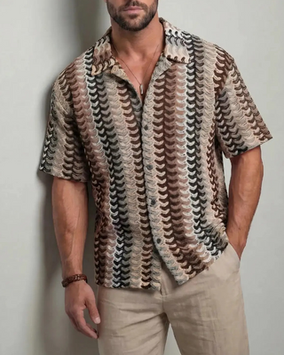 Chemise Colorée Ajourée Respirante Manches Courtes