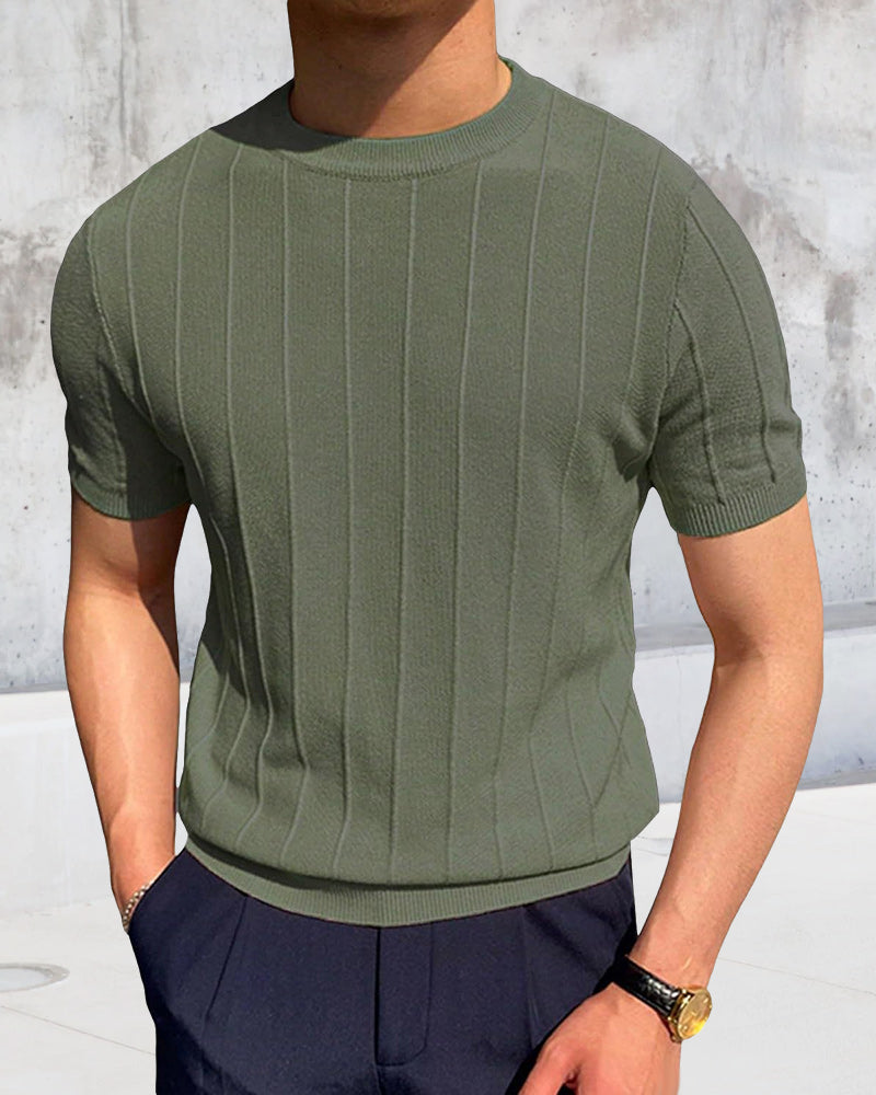 T-shirt Homme Col Rond Manches Courtes Respirant Tricoté