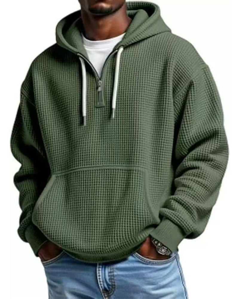 Hoodie Homme Unie Fermeture Éclair Pull