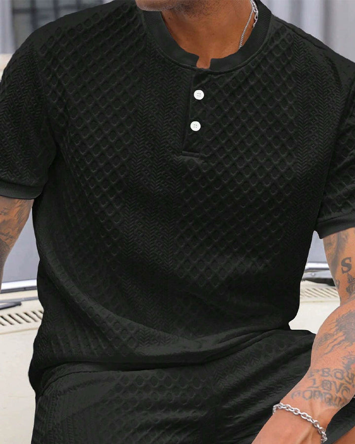 T-Shirt Homme Jacquard Col Dressé